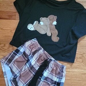 Shein crop top and short pajama set